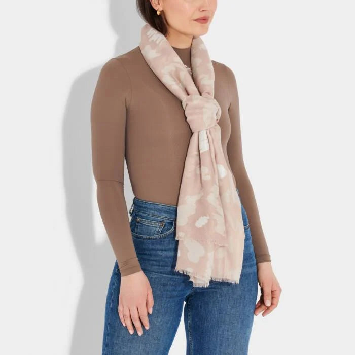 Katie Loxton Metallic Scarf Large Leopard Dusty Pink