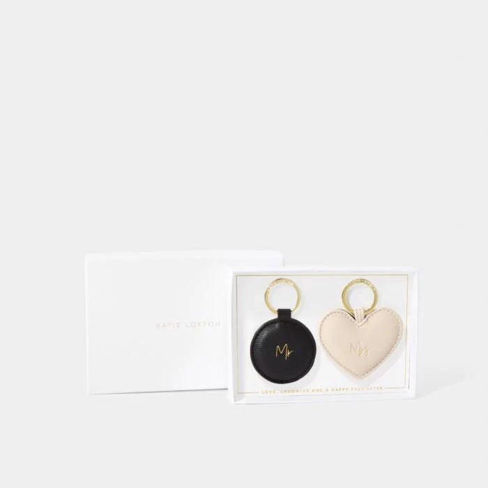 Katie Loxton Keyring Set Mr & Mrs Black/Eggshell