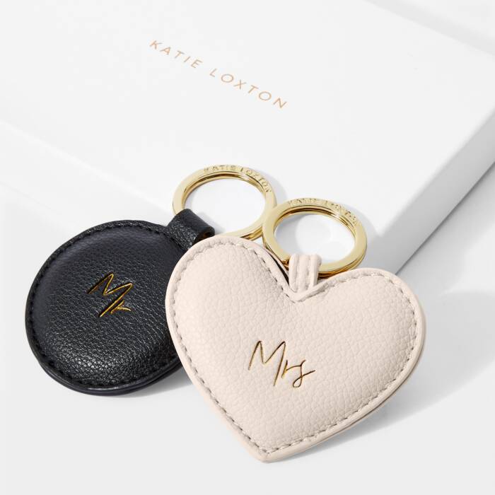 Katie Loxton Keyring Set Mr & Mrs Black/Eggshell