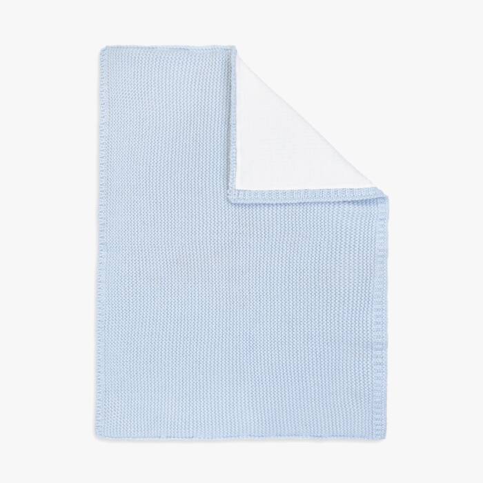 Katie Loxton Cotton Knitted Baby Blanket Blue