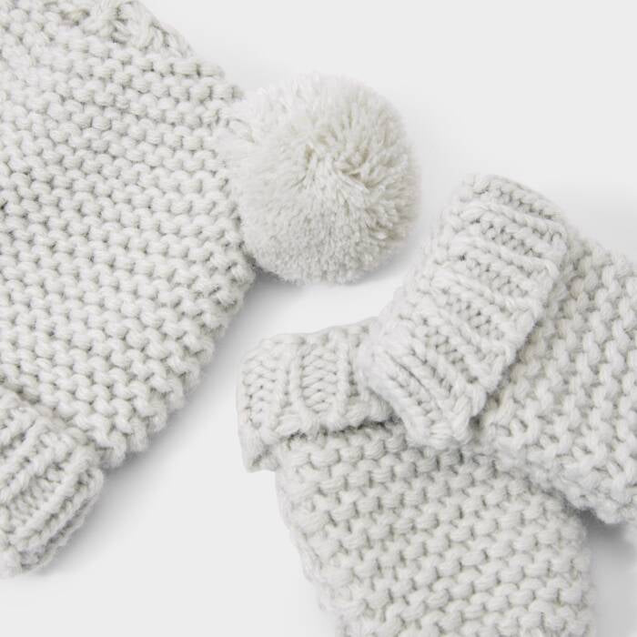 Katie Loxton Knitted Hat And Mittens Set Grey