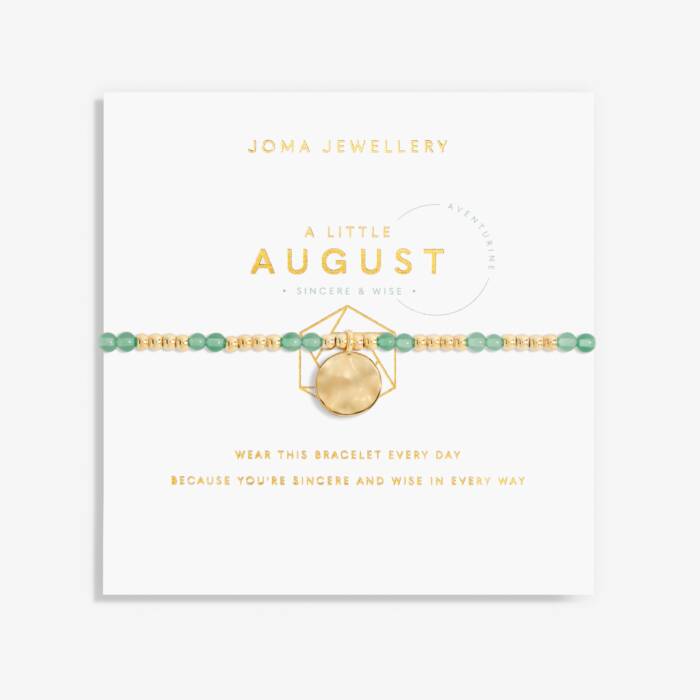 Joma Jewellery A Little Birthstone August Adventurine Gold Bracelet