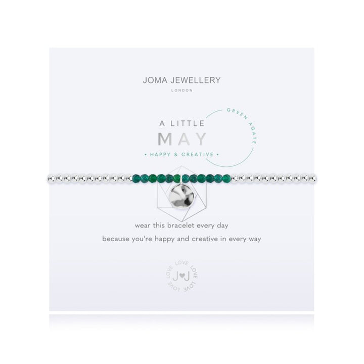 Joma Jewellery A Little Birthstone May Green Agate Bracelet