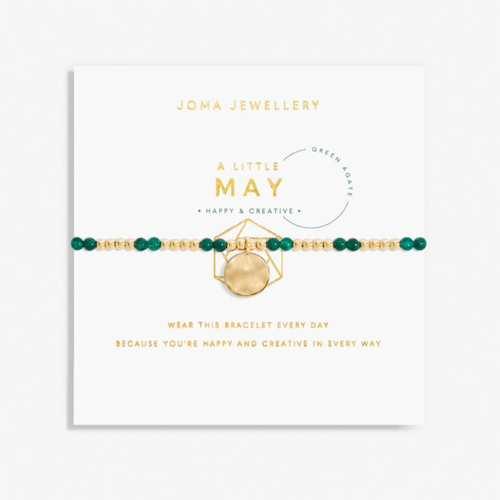 Joma Jewellery A Little Birthstone May Green Agate Gold Bracelet