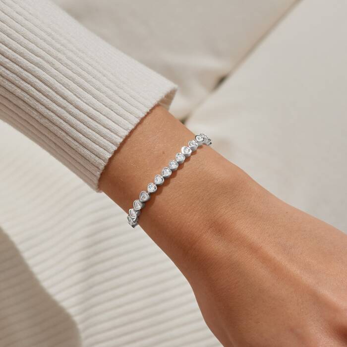 Joma Jewellery Bracelet Bar Heart Cz Tennis Silver Plated Bracelet