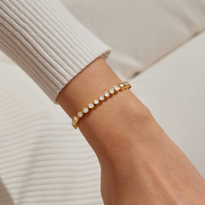 Joma Jewellery Bracelet Bar Round Cz Tennis Gold Plated Bracelet