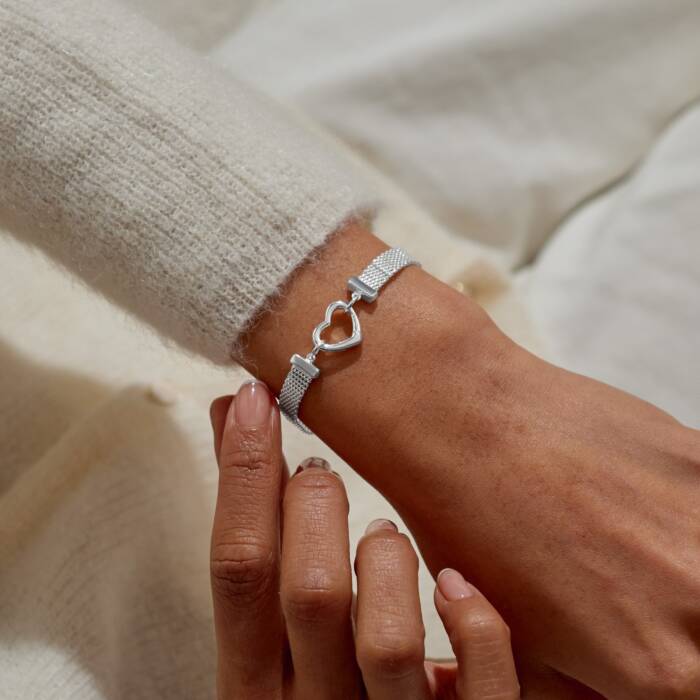 Joma Jewellery Bracelet Bar Silver Heart Clasp Silver Plated Bracelet