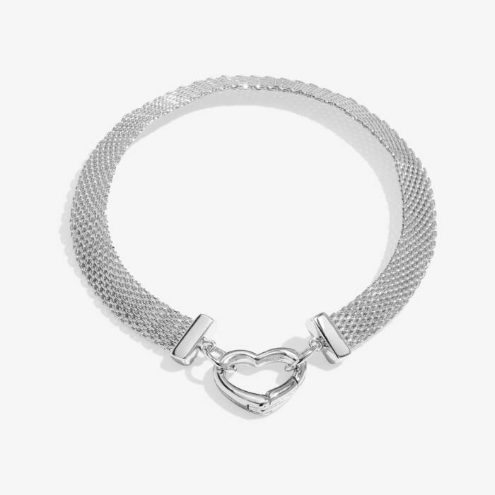 Joma Jewellery Bracelet Bar Silver Heart Clasp Silver Plated Bracelet