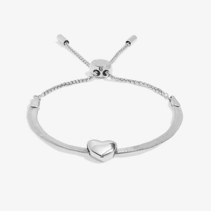Joma Jewellery Bracelet Bar Silver Heart Snake Chain Silver Plated Bracelet