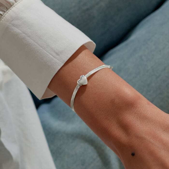 Joma Jewellery Bracelet Bar Silver Heart Snake Chain Silver Plated Bracelet