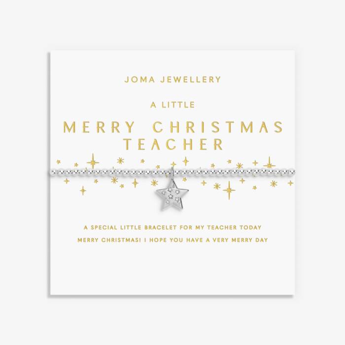 Joma Jewellery Christmas A Little Merry Christmas Teacher Silver Plated Bracelet