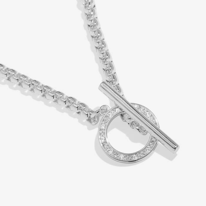 Joma Jewellery Evermore Circle T-Bar Silver Plated Necklace