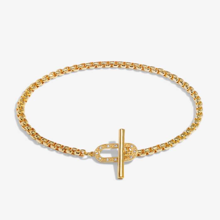 Joma Jewellery Evermore Oval T-Bar Gold Plated Bracelet