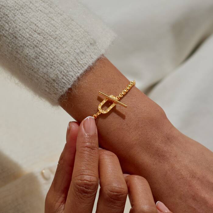 Joma Jewellery Evermore Oval T-Bar Gold Plated Bracelet