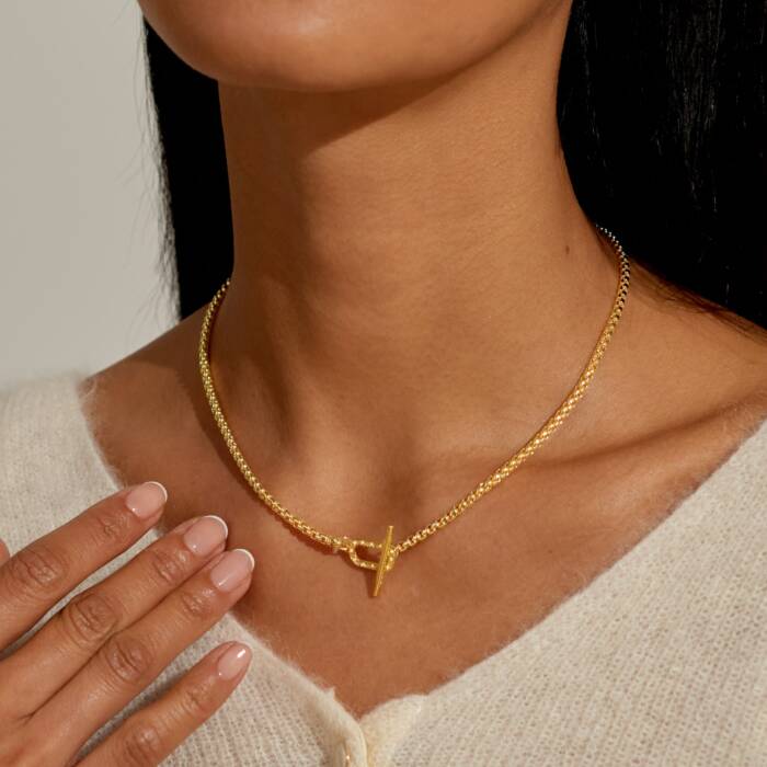 Joma Jewellery Evermore Oval T-Bar Gold Plated Necklace