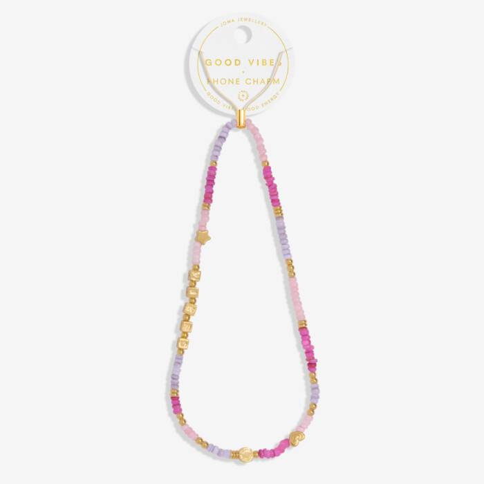 Joma Jewellery Happy Little Moments Phone Charm Good Vibes Gold Plated Phone Charm