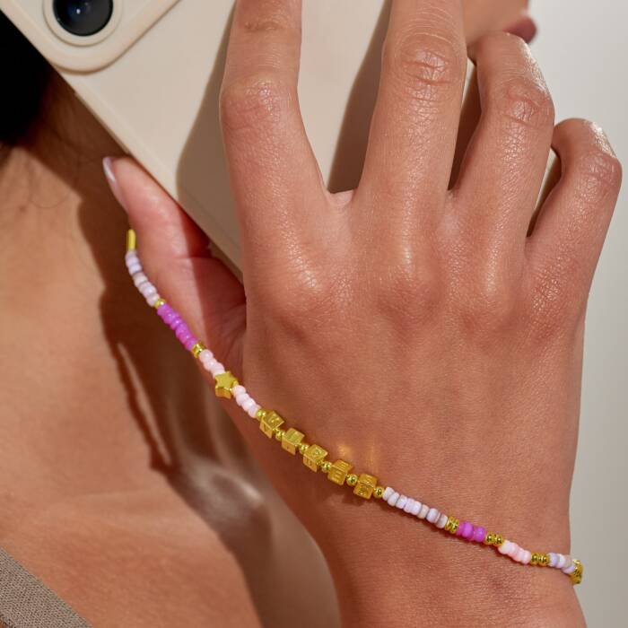 Joma Jewellery Happy Little Moments Phone Charm Good Vibes Gold Plated Phone Charm