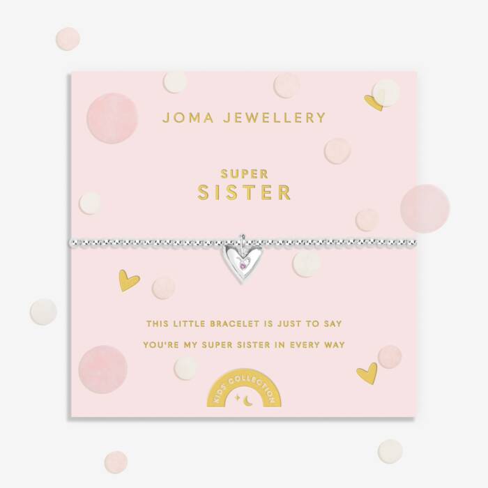 Joma Jewellery Kids Confetti A Little Super Sister Silver Plated Children's Bracelet
