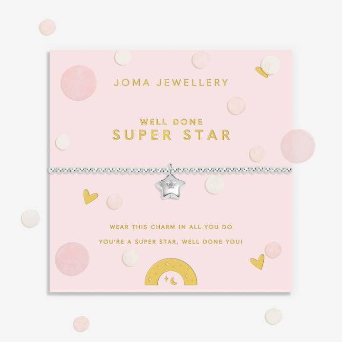 Joma Jewellery Kids Confetti A Little Super Star Silver Plated Children's Bracelet
