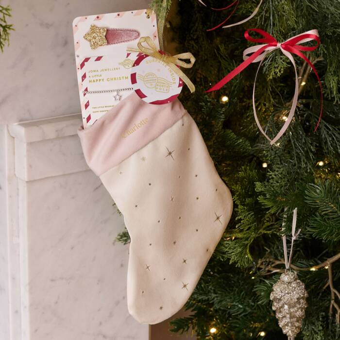 Joma Jewellery Kids Stocking A Little Gift Set Happy Christmas Silver Plated Bracelet & Set Of 2 Hair Clips