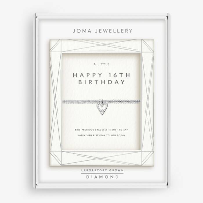 Joma Jewellery Laboratory Grown Diamond A Little Happy 16th Birthday Silver Plated Bracelet
