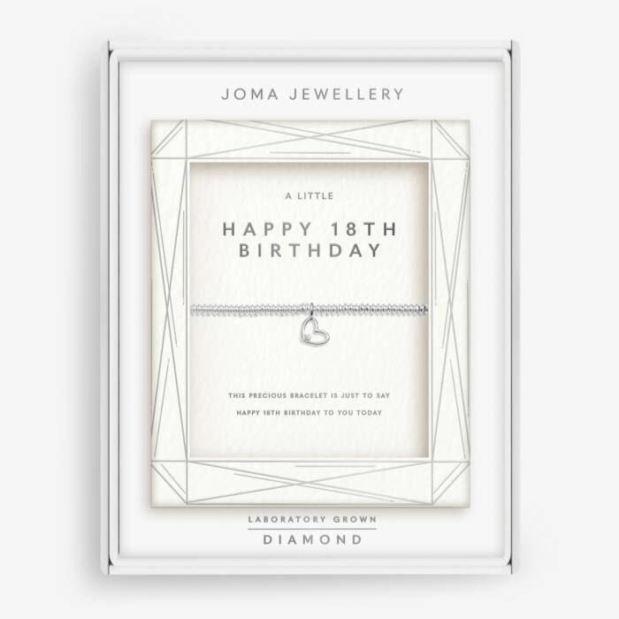 Joma Jewellery Laboratory Grown Diamond A Little Happy 18th Birthday Silver Plated Bracelet