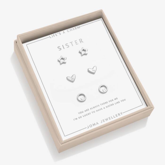 Joma Jewellery Life's A Charm Earrings Sister Silver Plated Earrings