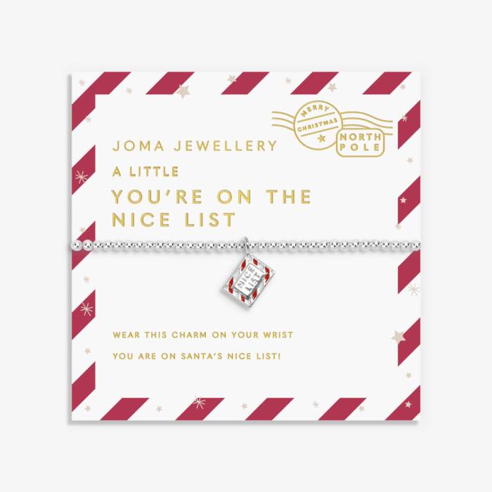 Joma Jewellery Love From Santa You're On The Nice List Silver Plated Children's Bracelet