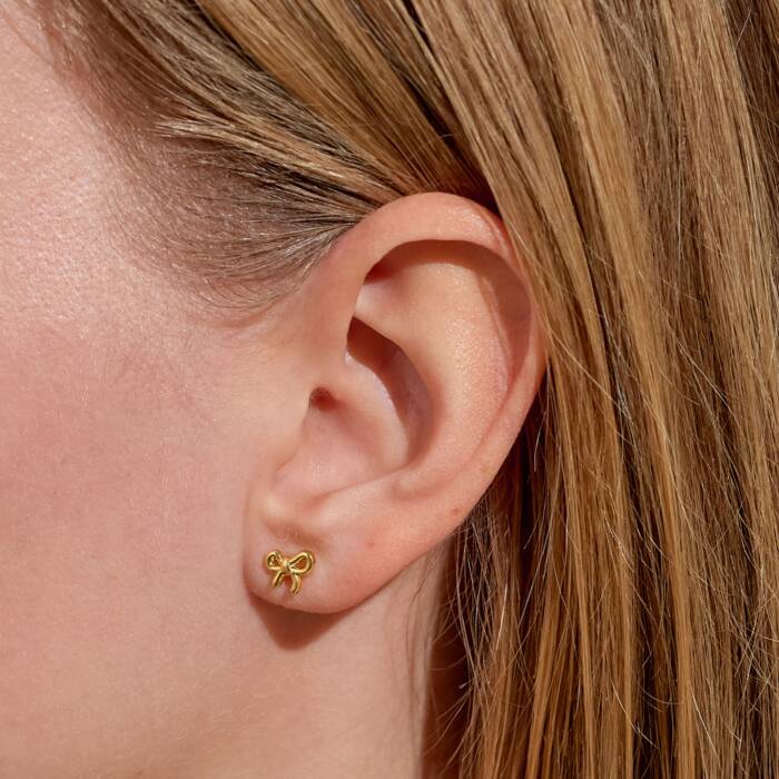 Joma Jewellery Mini Charms Bow Gold Plated Stud Earrings