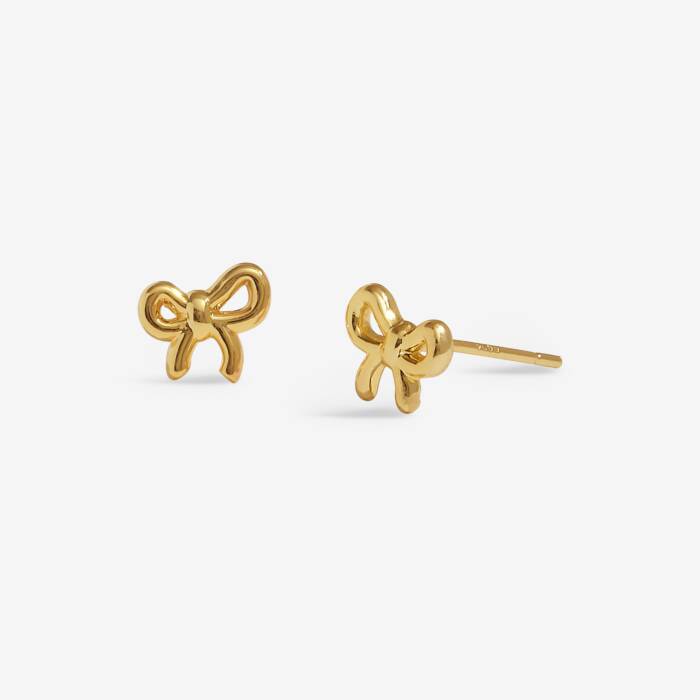 Joma Jewellery Mini Charms Bow Gold Plated Stud Earrings