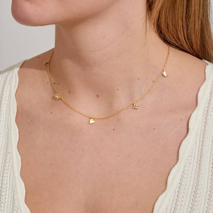 Joma Jewellery Mini Charms Charms Gold Plated Necklace