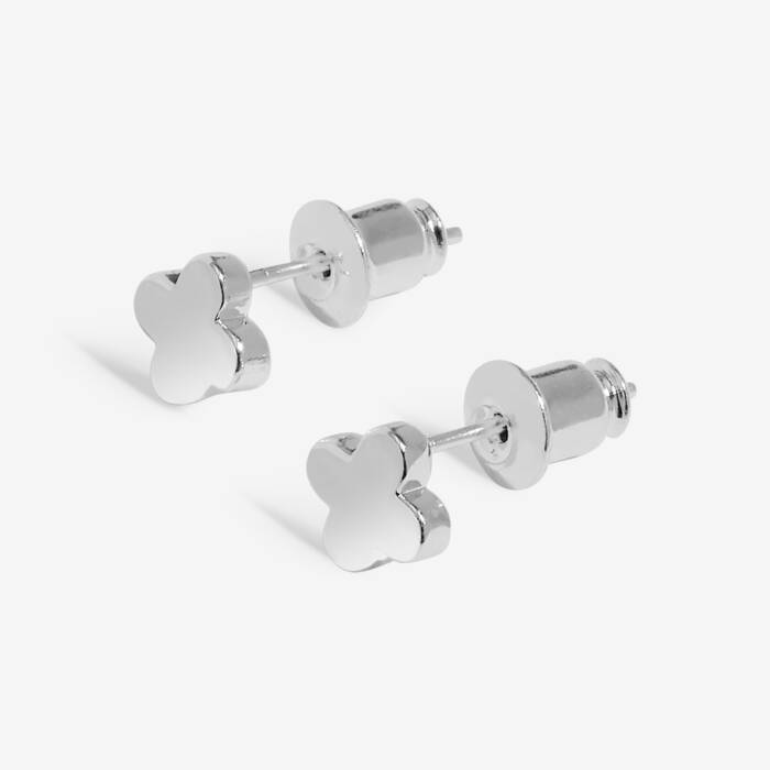 Joma Jewellery Mini Charms Clover Silver Plated Stud Earrings