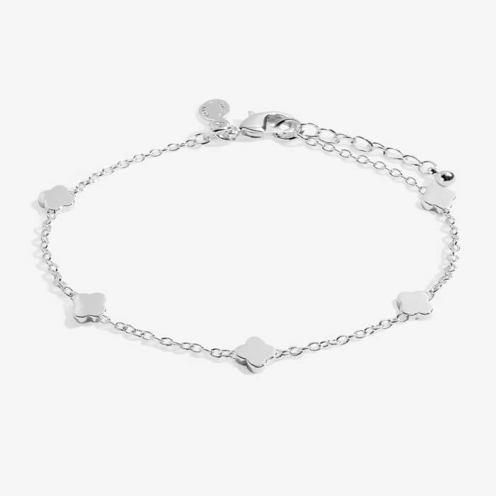 Joma Jewellery Mini Charms Clovers Silver Plated Bracelet
