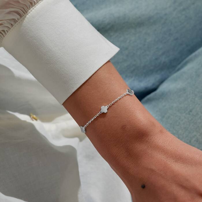 Joma Jewellery Mini Charms Clovers Silver Plated Bracelet