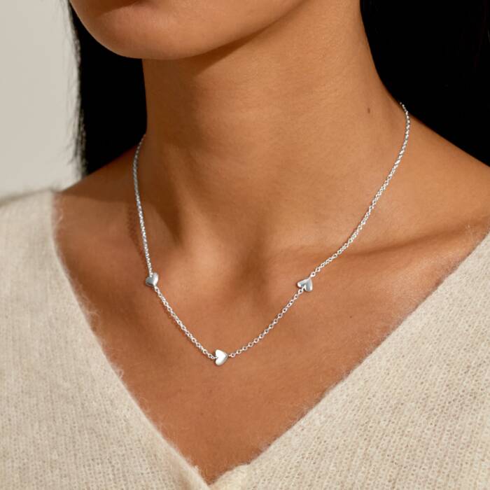 Joma Jewellery Mini Charms Hearts Silver Plated Necklace