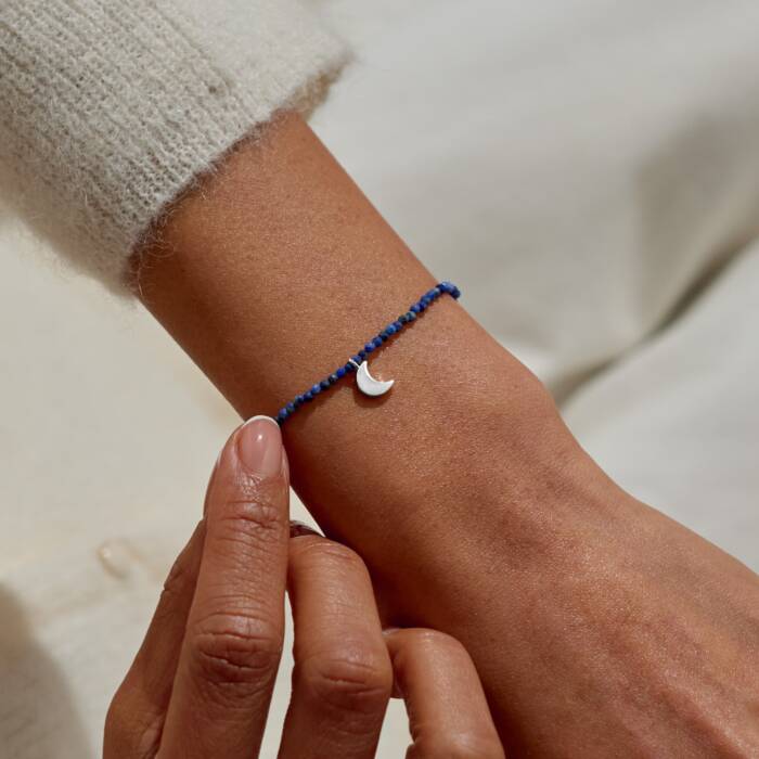 Joma Jewellery Mini Charms Lapis Lazuli Moon Silver Plated Bracelet