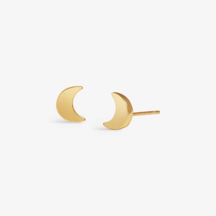Joma Jewellery Mini Charms Moon Gold Plated Stud Earrings