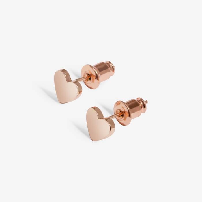 Joma Jewellery Mini Charms Rose Gold Hearts Rose Gold Plated Stud Earrings