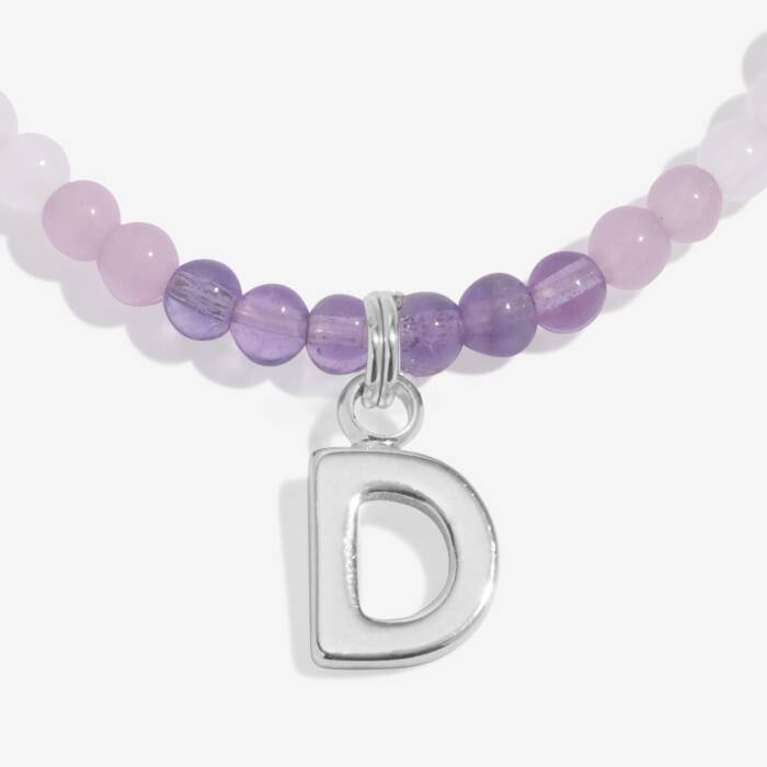 Joma Jewellery My Alphabet D Pink, Lilac & Silver Plated Children's Bracelet