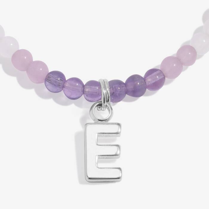 Joma Jewellery My Alphabet E Pink, Lilac & Silver Plated Children's Bracelet