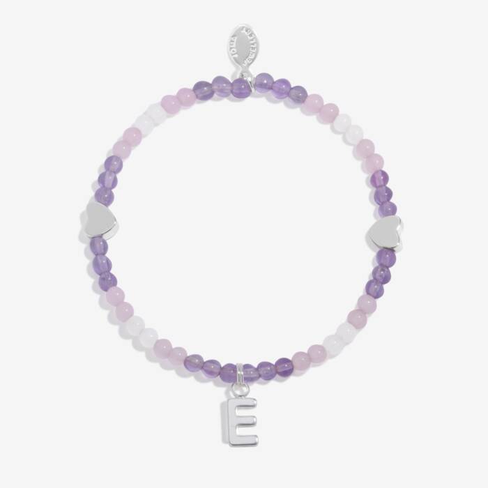 Joma Jewellery My Alphabet E Pink, Lilac & Silver Plated Children's Bracelet