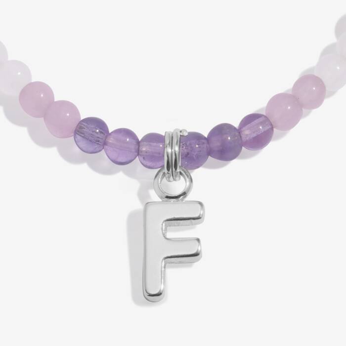 Joma Jewellery My Alphabet F Pink, Lilac & Silver Plated Children's Bracelet