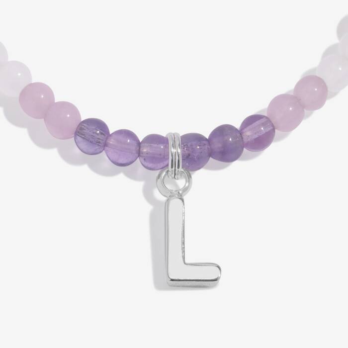 Joma Jewellery My Alphabet L Pink, Lilac & Silver Plated Children's Bracelet