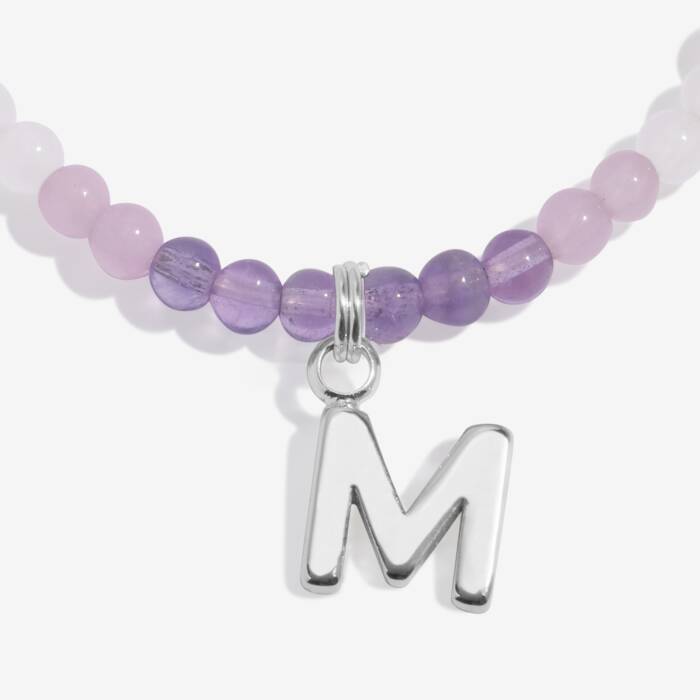 Joma Jewellery My Alphabet M Pink, Lilac & Silver Plated Children's Bracelet