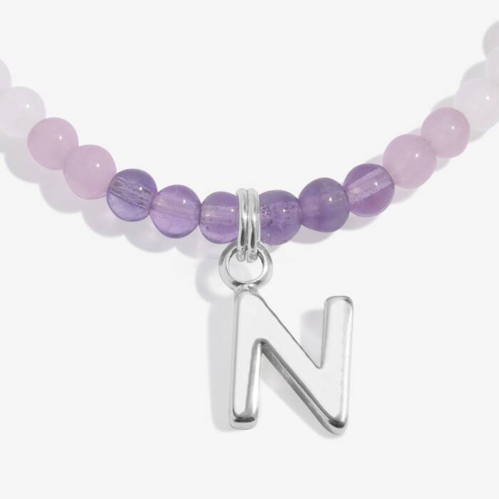 Joma Jewellery My Alphabet N Pink, Lilac & Silver Plated Children's Bracelet