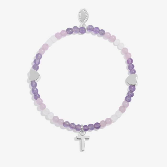 Joma Jewellery My Alphabet T Pink, Lilac & Silver Plated Children's Bracelet
