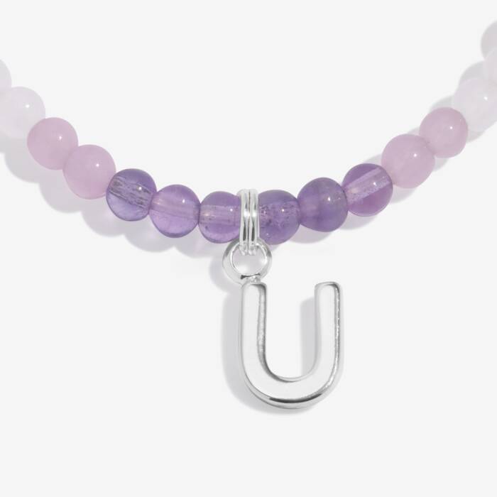Joma Jewellery My Alphabet U Pink, Lilac & Silver Plated Children's Bracelet