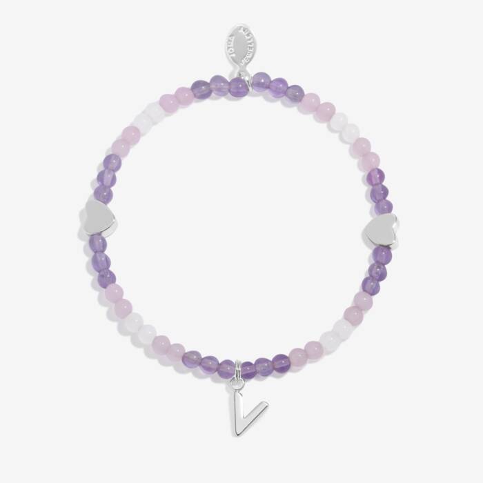 Joma Jewellery My Alphabet V Pink, Lilac & Silver Plated Children's Bracelet