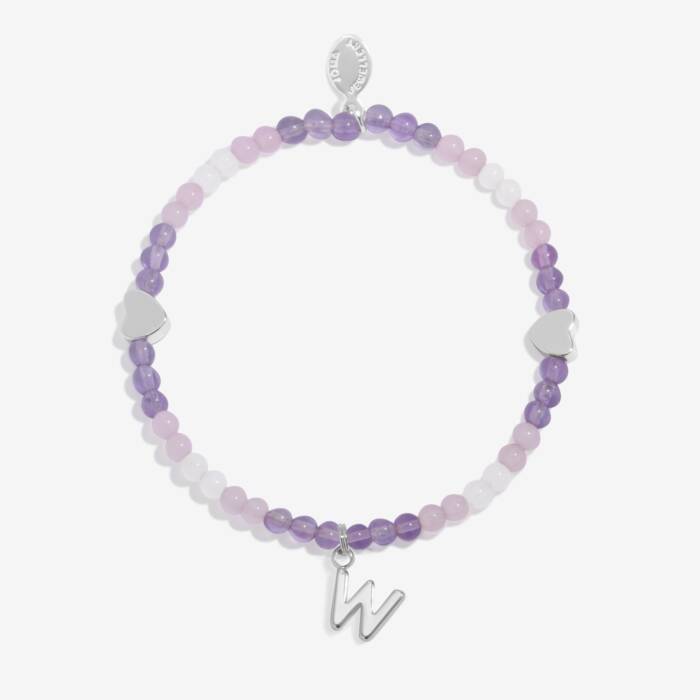 Joma Jewellery My Alphabet W Pink, Lilac & Silver Plated Children's Bracelet