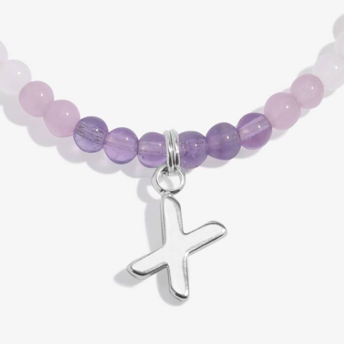 Joma Jewellery My Alphabet X Pink, Lilac & Silver Plated Children's Bracelet